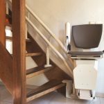 Automatic,stairlift,on,staircase,for,elderly,or,disability,in,a